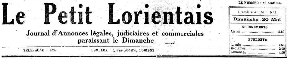 Photo (Morbihan. Archives départementales) de : Le Petit Lorientais. Lorient, 1923-[1942 ?]. ISSN 2134-2431.