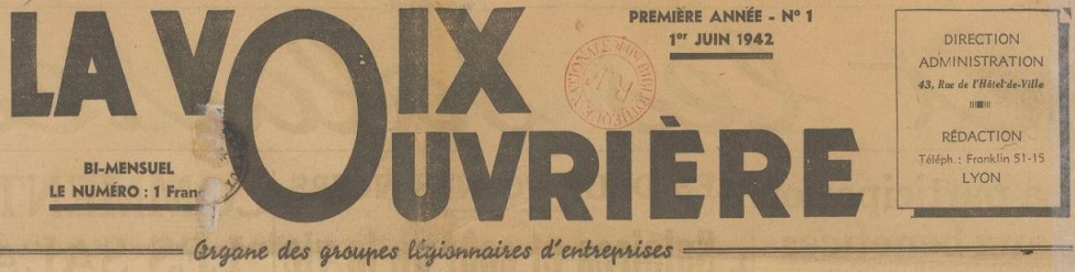 Photo (BnF / Gallica) de : La Voix ouvrière. Lyon, 1942-1944. ISSN 0995-9971.