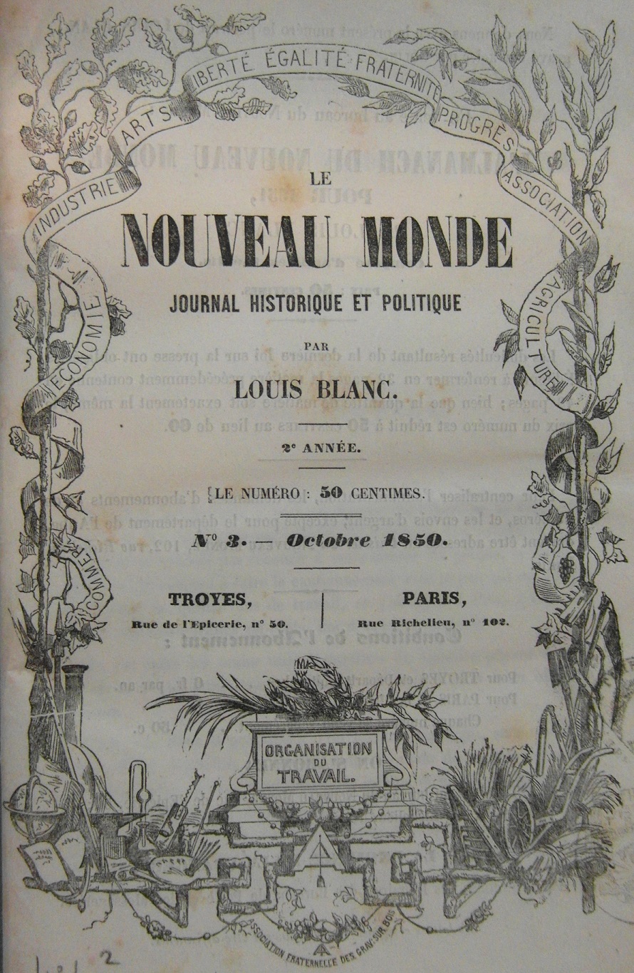Photo (BnF / Gallica) de : Le Nouveau monde. Paris, 1849-1851. ISSN 2491-4509.