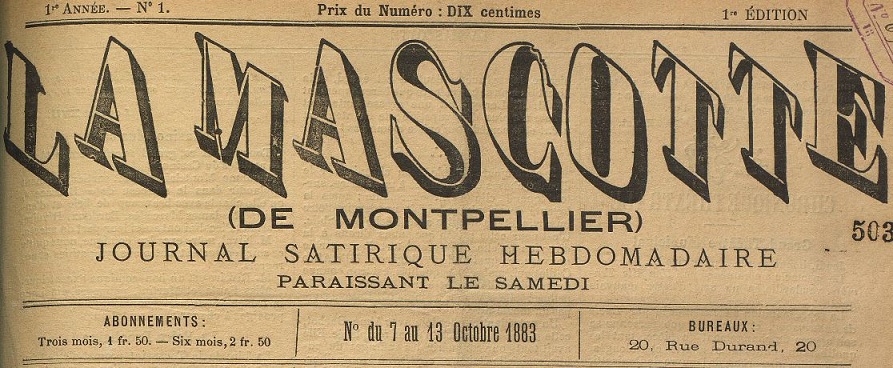 Photo (Montpellier. Bibliothèques municipales) de : La Mascotte. Montpellier, 1883-[1884?]. ISSN 2024-5459.