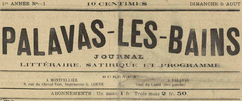 Photo (Montpellier. Bibliothèques municipales) de : Palavas-les-Bains. Montpellier, 1883. ISSN 2133-5087.