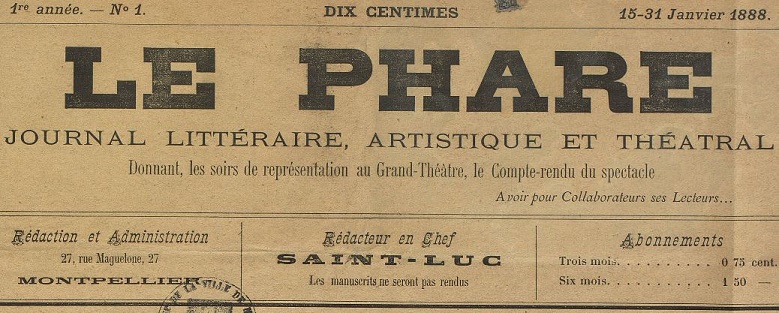 Photo (Montpellier. Bibliothèques municipales) de : Le Phare. Montpellier, [1887]-1888. ISSN 2024-9489.