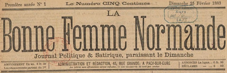 Photo (BnF / Gallica) de : La Bonne femme normande. Pacy-sur-Eure, 1883-1885. ISSN 2117-6906.