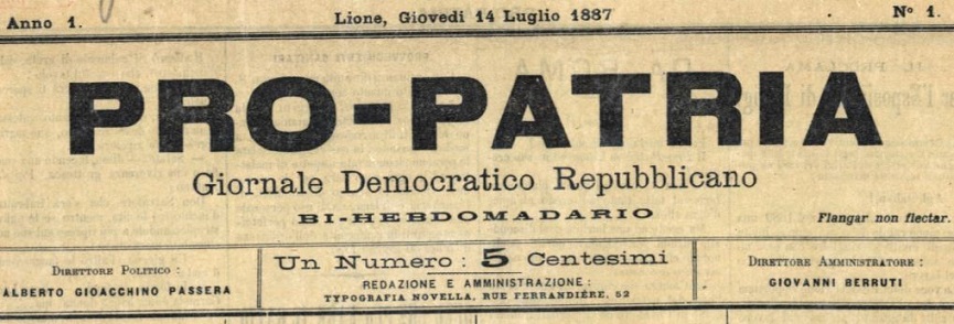Photo (BnF / Gallica) de : Pro patria. Lyon, 1887-[1887 ?]. ISSN 2135-2526.