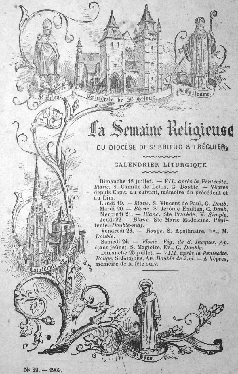 Photo (Institut de documentation bretonne et européenne) de : La Semaine religieuse du diocèse de Saint-Brieuc et Tréguier. Saint-Brieuc : F. Hillion, 1867-1963. ISSN 2112-0919.