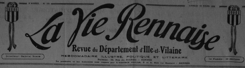 Photo (Institut de documentation bretonne et européenne) de : La Vie rennaise. Rennes, 1920-1933. ISSN 2139-9999.