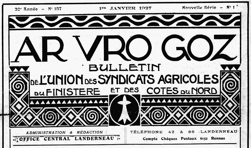 Photo (Institut de documentation bretonne et européenne) de : Ar Vro goz. Landerneau, 1927-1944. ISSN 2022-2874.