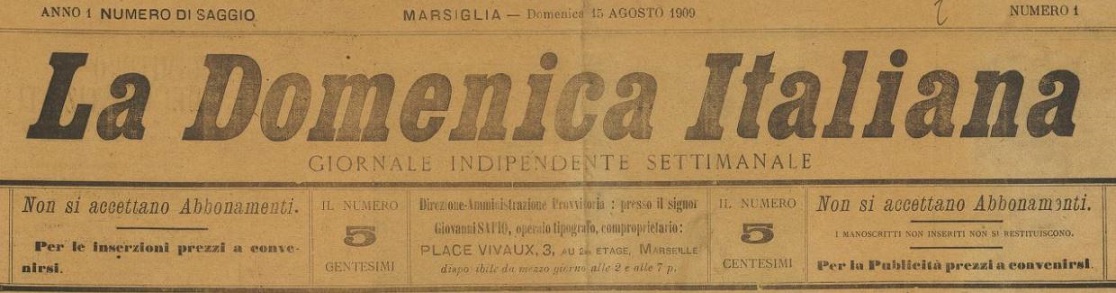 Photo (BnF / Gallica) de : La Domenica italiana. Marsiglia, 1909. ISSN 2125-9577.