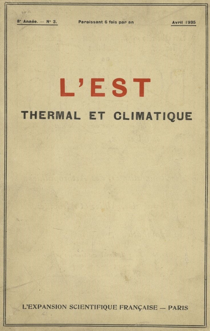 Photo (Bibliothèque intercommunale Épinal-Golbey) de : L'Est thermal et climatique. Plombières, Nancy, 1935-[1939 ?]. ISSN 2127-4711.