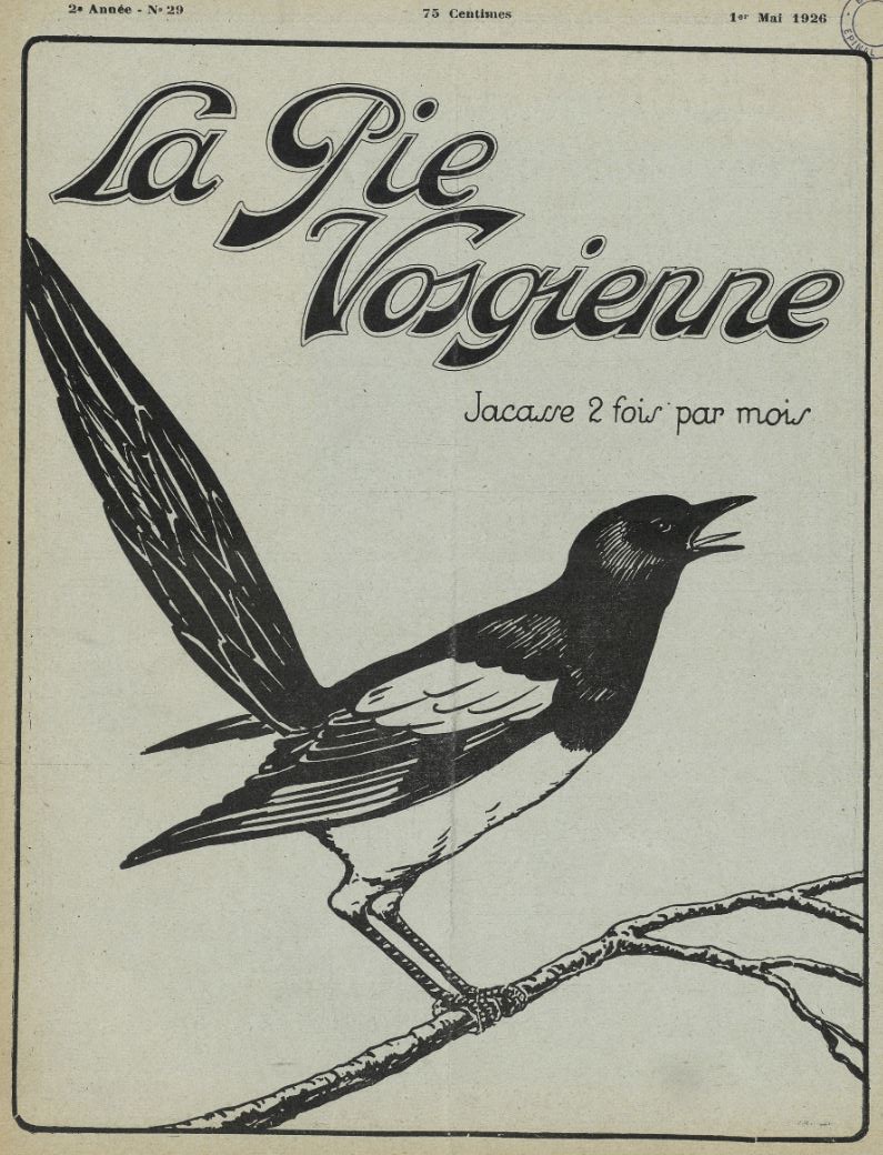 Photo (Bibliothèque intercommunale Épinal-Golbey) de : La Pie vosgienne. Épinal, 1925-1932. ISSN 2134-9533.