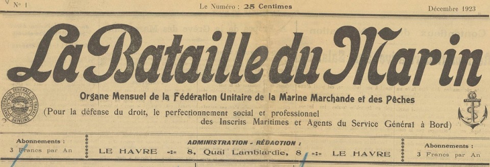 Photo (BnF / Gallica) de : La Bataille du marin. Le Havre, 1923-[1928 ?]. ISSN 2550-8946.