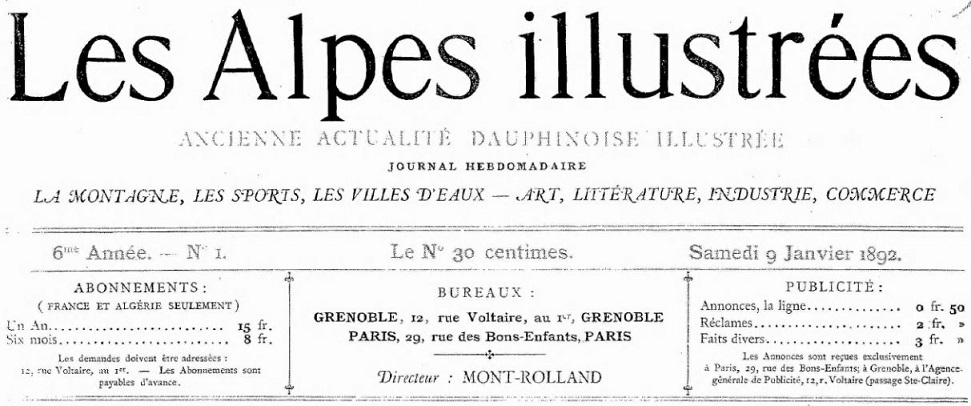 Photo (Auvergne-Rhône-Alpes livre et lecture) de : Les Alpes illustrées. Grenoble, 1892-[1902 ?]. ISSN 2678-890X.