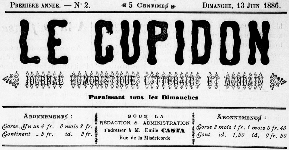 Photo (BnF / Gallica) de : Le Cupidon. Bastia, 1886. ISSN 2125-3420.