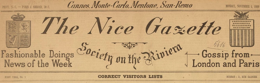 Photo (BnF / Gallica) de : The Nice gazette. Nice, 1889-1891. ISSN 2132-7971.