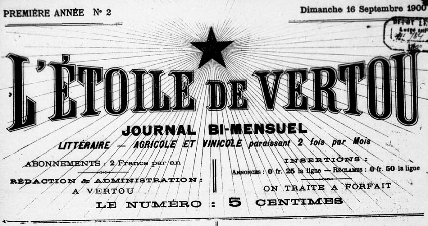 Photo (BnF / Gallica) de : L'Étoile de Vertou. Vertou, 1900. ISSN 2127-5556.
