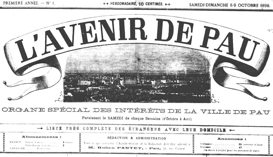Photo (BnF / Gallica) de : L'Avenir de Pau. Pau, 1898-1899. ISSN 2016-0933.