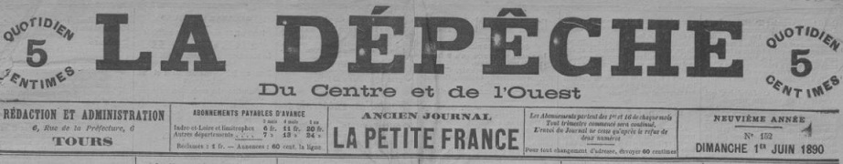 Photo (Indre-et-Loire. Archives départementales) de : La Dépêche du Centre et de l'Ouest. Tours, 1890-1944. ISSN 2023-7960.