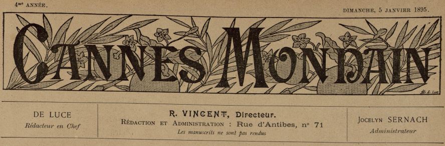 Photo (Cannes (Alpes-Maritimes). Archives municipales) de : Cannes mondain. Cannes, 1893-[1905 ?]. ISSN 2123-3802.