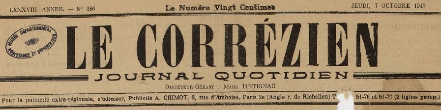 Photo (Musée de la Résistance (Limoges)) de : Le Corrézien. Tulle, 1855-1944. ISSN 2124-4790.