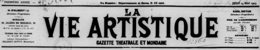 Photo (BnF / Gallica) de : La Vie artistique. Bordeaux, 1903. ISSN 2139-9085.