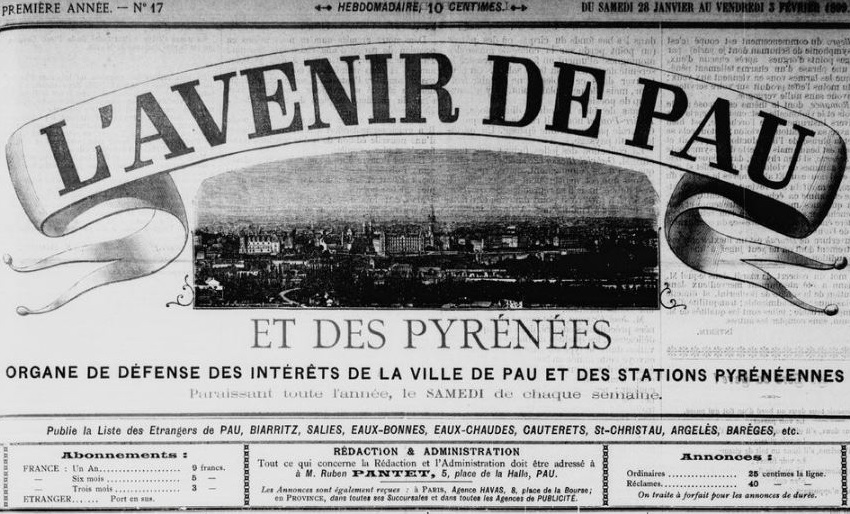 Photo (BnF / Gallica) de : L'Avenir de Pau et des Pyrénées. Pau, 1899-1901. ISSN 2016-0941.