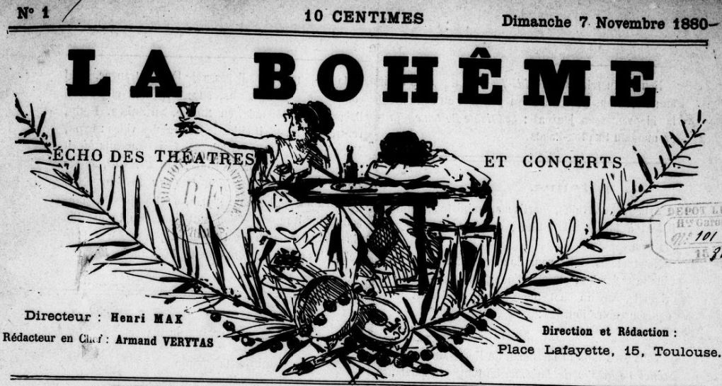 Photo (BnF / Gallica) de : La Bohême. Toulouse, 1880-[1883 ?]. ISSN 2102-9393.