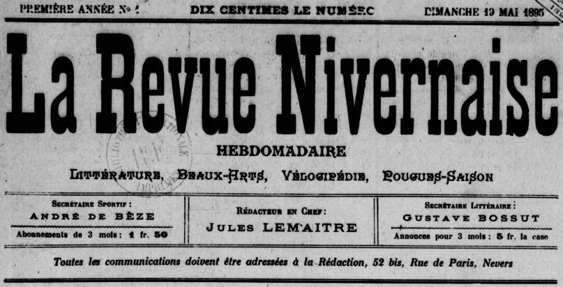 Photo (BnF / Gallica) de : La Revue nivernaise. Nevers, 1895. ISSN 2115-6751.