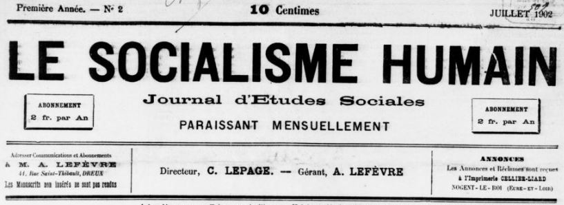 Photo (BnF / Gallica) de : Le Socialisme humain. Dreux, 1902-1903. ISSN 2138-1526.
