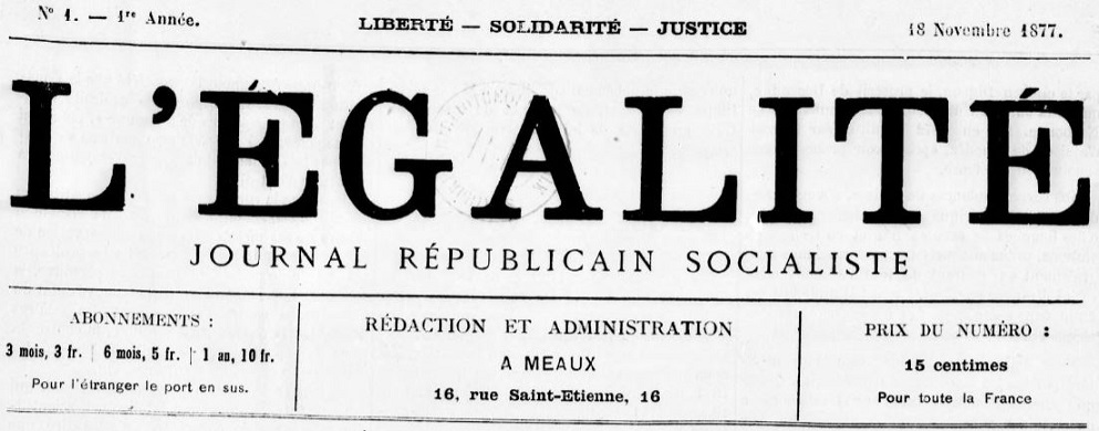 Photo (BnF / Gallica) de : L'Égalité. Meaux, 1877-1886. ISSN 0249-0560.