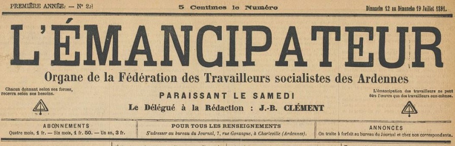 Photo (Ardennes. Archives départementales) de : L'Émancipateur. Charleville, 1891-1895. ISSN 2019-241X.