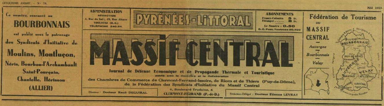 Photo (Allier. Archives départementales) de : Massif central. Toulouse, Clermont-Ferrand, 1931-[1935 ?]. ISSN 2131-9332.