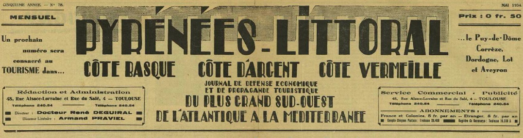 Photo (Allier. Archives départementales) de : Pyrénées-littoral. Toulouse, 1928-[1935 ?]. ISSN 2021-2240.