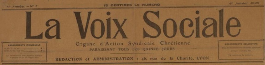 Photo (BnF / Gallica) de : La Voix sociale. Lyon, 1922-1961. ISSN 2140-321X.