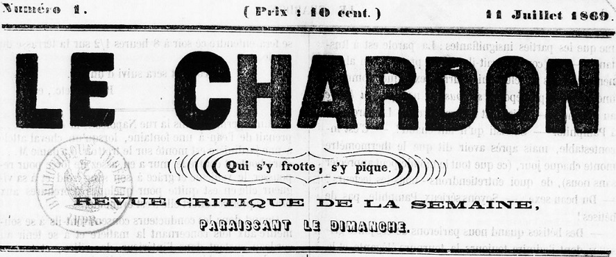 Photo (BnF / Gallica) de : Le Chardon. Agde, 1869. ISSN 2123-6542.