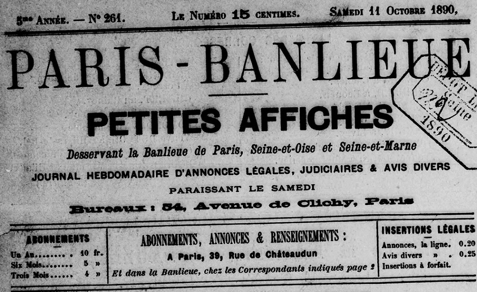 Photo (BnF / Gallica) de : Paris-banlieue. Paris, [1885 ?-1892 ?]. ISSN 2681-4382.