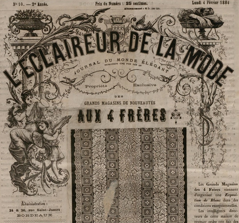 Photo (Bibliothèque municipale (Bordeaux)) de : L'Éclaireur de la mode. Bordeaux, 1882-1891. ISSN 2126-9505.