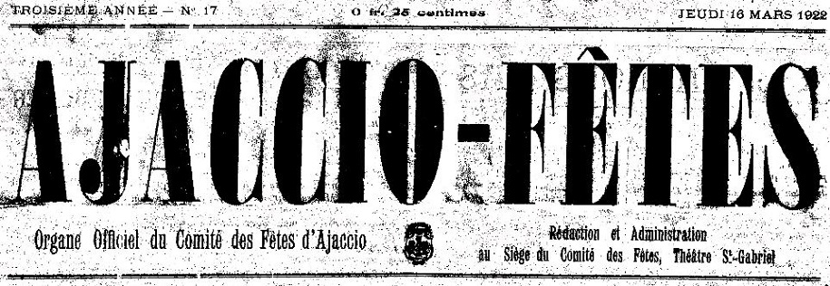 Photo (Archives de la Collectivité de Corse – Pumonti) de : Ajaccio-fêtes. Ajaccio, [1900 ?-1923 ?]. ISSN 2120-523X.