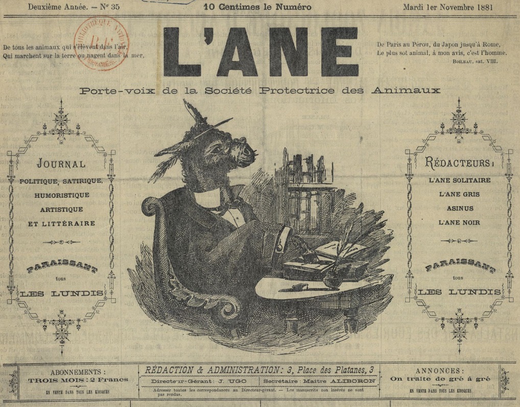 Photo (BnF / Gallica) de : L'Âne. Nice, 1880-[1883 ?]. ISSN 2120-7275.
