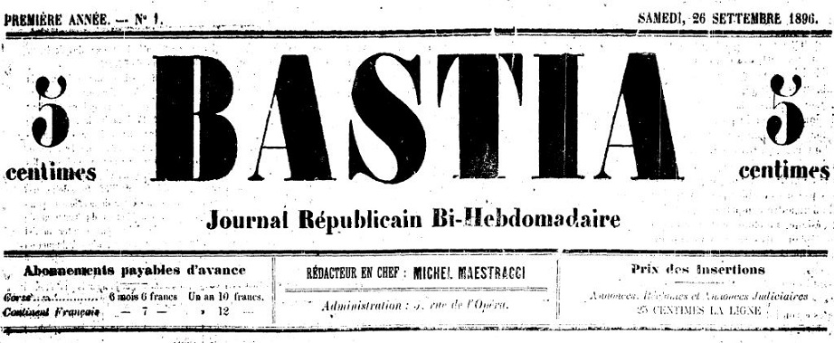 Photo (Archives de la Collectivité de Corse – Pumonti) de : Bastia. Bastia, 1896-[1897 ?]. ISSN 2121-8250.