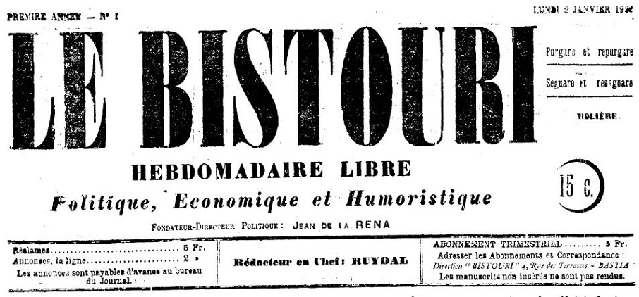 Photo (Archives de la Collectivité de Corse – Pumonti) de : Le Bistouri. Bastia, 1922. ISSN 2121-9931.
