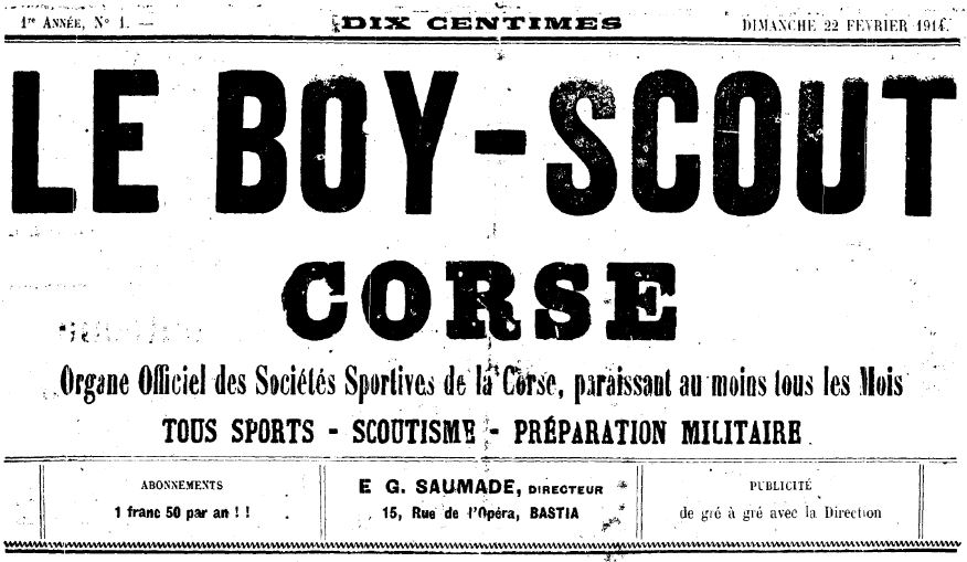 Photo (Archives de la Collectivité de Corse – Pumonti) de : Le Boy-scout corse. Bastia, 1914. ISSN 2122-2371.