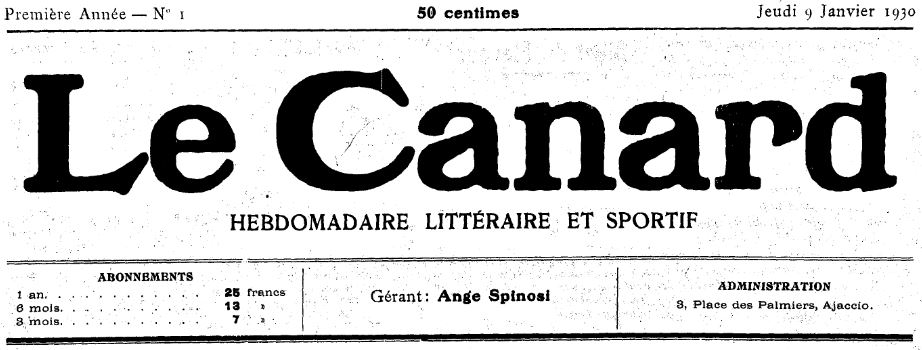 Photo (Archives de la Collectivité de Corse – Pumonti) de : Le Canard. Ajaccio, 1930. ISSN 2123-339X.