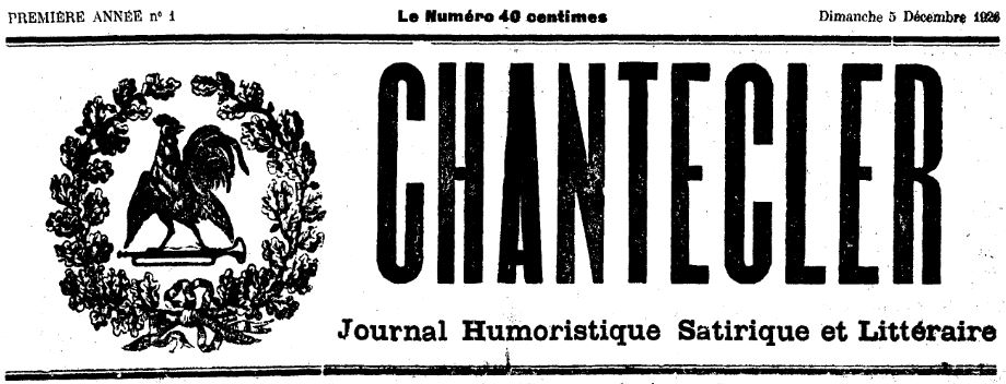Photo (Archives de la Collectivité de Corse – Pumonti) de : Chantecler. Bastia, 1926-[1928 ?]. ISSN 2123-6461.