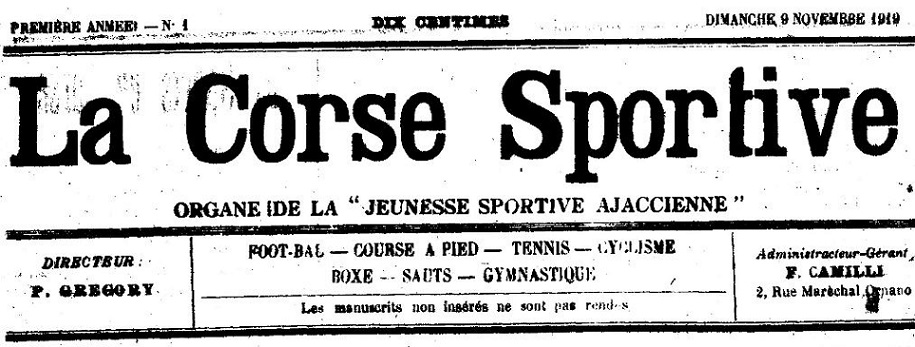 Photo (Archives de la Collectivité de Corse – Pumonti) de : La Corse sportive. Ajaccio, 1919. ISSN 2124-5339.