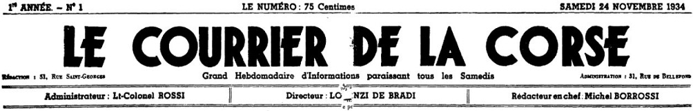 Photo (Archives de la Collectivité de Corse – Pumonti) de : Le Courrier de la Corse. Paris, 1934-[1944 ?]. ISSN 2124-7374.
