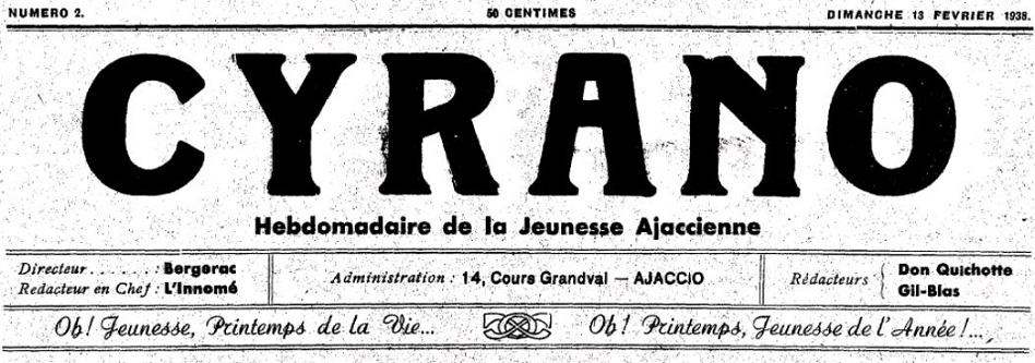 Photo (Archives de la Collectivité de Corse – Pumonti) de : Cyrano. Ajaccio, 1938. ISSN 2125-3528.