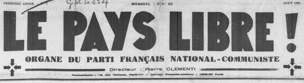 Photo (BnF / Gallica) de : Le Pays libre !. Paris, 1936-1944. ISSN 2133-8078.