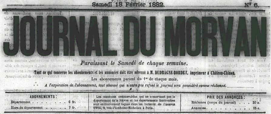 Photo (Nièvre. Archives départementales) de : Journal du Morvan. Château-Chinon, 1882-1932. ISSN 2116-2522.