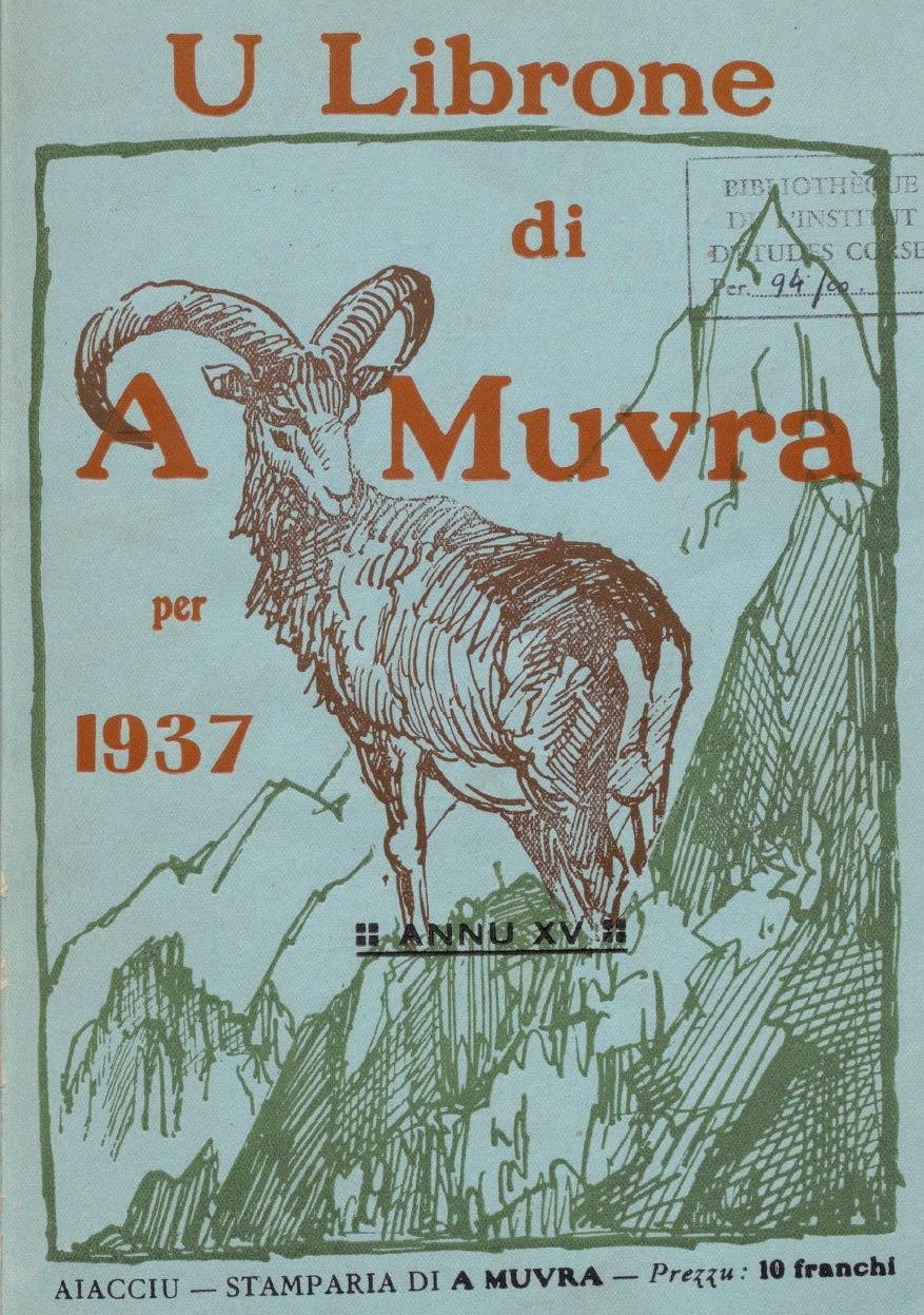 Photo (Université de Corse (1975-....)) de : U Librone di A Muvra. Ajacciu : Stamparia di A Muvra, 1937-[1939?]. ISSN 2021-1597.