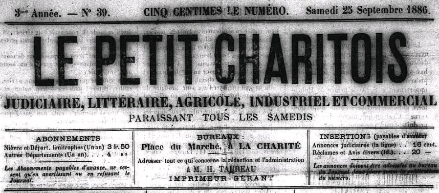 Photo (Nièvre. Archives départementales) de : Le Petit Charitois. La Charité, 1886-1940. ISSN 2117-4156.